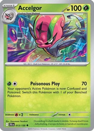'Pokemon - 'Accelgor 013/159  - Reverse Holofoil SV09 Journey Together - Uncommon