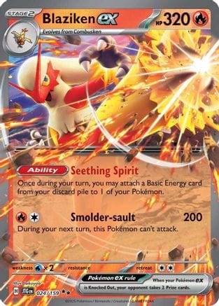 'Pokemon - 'Blaziken ex 024/159  - Holofoil SV09 Journey Together - Double Rare