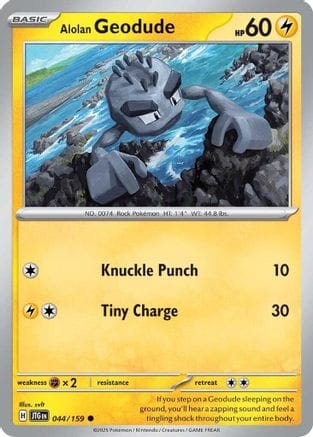 'Pokemon - 'Alolan Geodude 044/159  - Reverse Holofoil SV09 Journey Together - Common