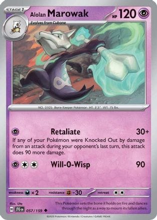 'Pokemon - 'Alolan Marowak 057/159  - Reverse Holofoil SV09 Journey Together - Uncommon