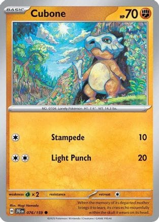 'Pokemon - 'Cubone 076/159  SV09 Journey Together - Common