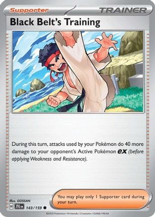 'Pokemon - 'Black Belt's Training 143/159  - Reverse Holofoil SV09 Journey Together - Common