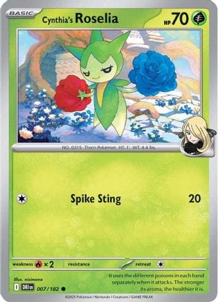 'Pokemon - 'Cynthia's Roselia 007/182  SV10 Destined Rivals - Common