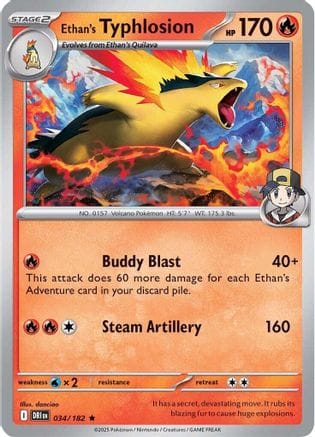 'Pokemon - 'Ethan's Typhlosion 034/182  - Reverse Holofoil SV10 Destined Rivals - Rare