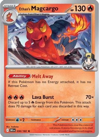 'Pokemon - 'Ethan's Magcargo 036/182  - Reverse Holofoil SV10 Destined Rivals - Rare