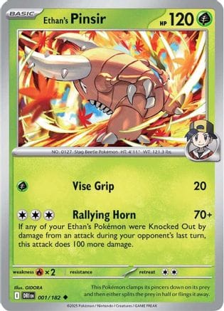'Pokemon - 'Ethan's Pinsir 001/182  - Reverse Holofoil SV10 Destined Rivals - Uncommon
