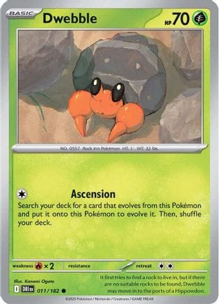 'Pokemon - 'Dwebble 011/182  - Reverse Holofoil SV10 Destined Rivals - Common