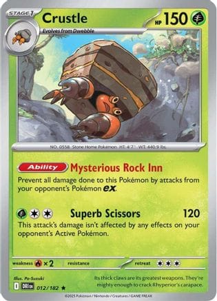 'Pokemon - 'Crustle 012/182  - Reverse Holofoil SV10 Destined Rivals - Rare