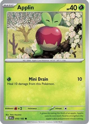 'Pokemon - 'Applin 016/182  - Reverse Holofoil SV10 Destined Rivals - Common