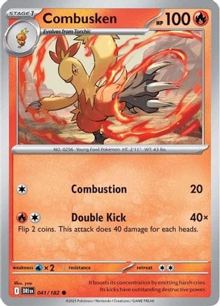 'Pokemon - 'Combusken 041/182  - Reverse Holofoil SV10 Destined Rivals - Common