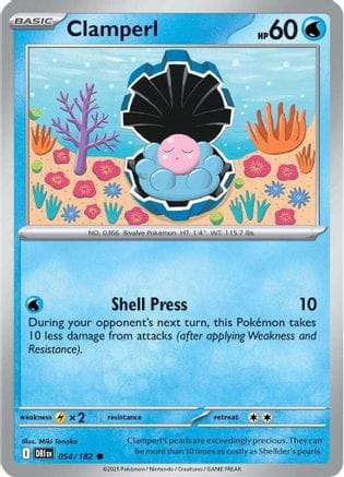 'Pokemon - 'Clamperl 054/182  SV10 Destined Rivals - Common
