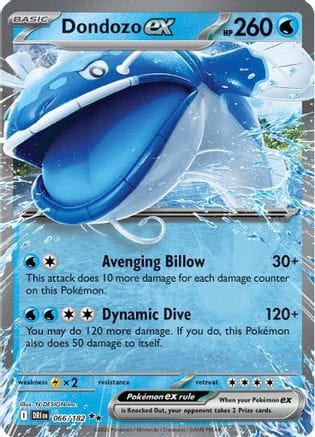 'Pokemon - 'Dondozo ex 066/182  - Holofoil SV10 Destined Rivals - Double Rare