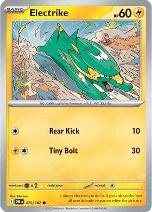 'Pokemon - 'Electrike 075/182  SV10 Destined Rivals - Common