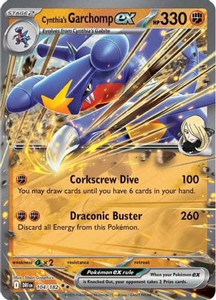 'Pokemon - 'Cynthia's Garchomp ex 104/182  - Holofoil SV10 Destined Rivals - Double Rare