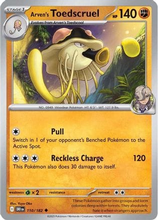 'Pokemon - 'Arven's Toedscruel 110/182  - Reverse Holofoil SV10 Destined Rivals - Uncommon