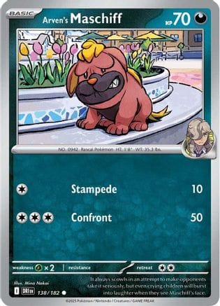 'Pokemon - 'Arven's Maschiff 138/182  - Reverse Holofoil SV10 Destined Rivals - Common