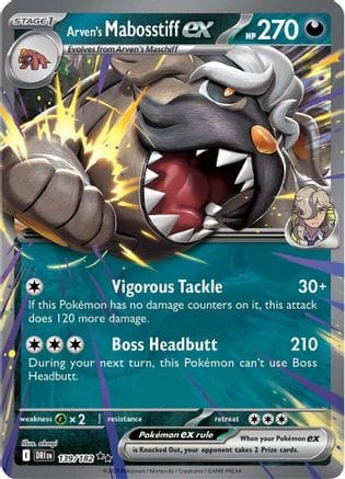 'Pokemon - 'Arven's Mabosstiff ex 139/182  - Holofoil SV10 Destined Rivals - Double Rare