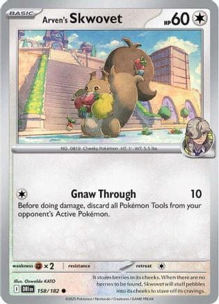 'Pokemon - 'Arven's Skwovet 158/182  SV10 Destined Rivals - Common