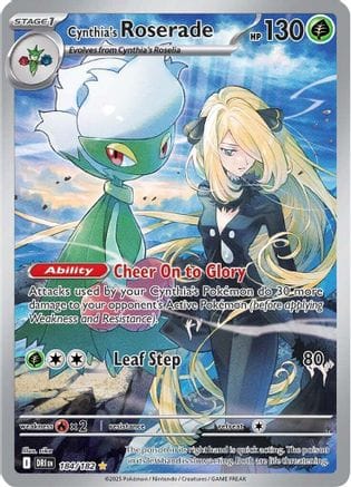 'Pokemon - 'Cynthia's Roserade 184/182  - Holofoil SV10 Destined Rivals - Illustration Rare