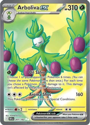 'Pokemon - 'Arboliva ex 207/182  - Holofoil SV10 Destined Rivals - Ultra Rare