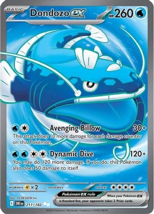 'Pokemon - 'Dondozo ex 211/182  - Holofoil SV10 Destined Rivals - Ultra Rare