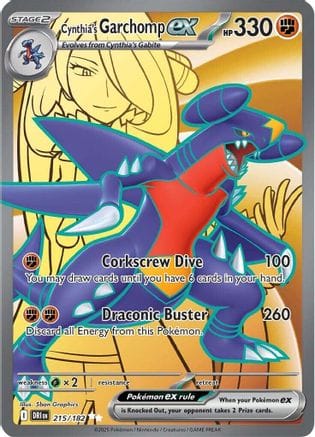 'Pokemon - 'Cynthia's Garchomp ex 215/182  - Holofoil SV10 Destined Rivals - Ultra Rare