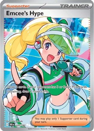 'Pokemon - 'Emcee's Hype 220/182  - Holofoil SV10 Destined Rivals - Ultra Rare