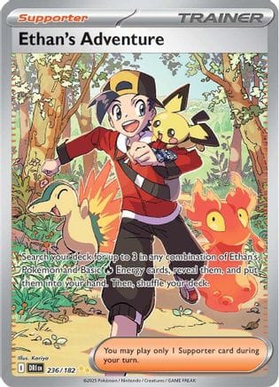 'Pokemon - 'Ethan's Adventure 236/182  - Holofoil SV10 Destined Rivals - Special Illustration Rare