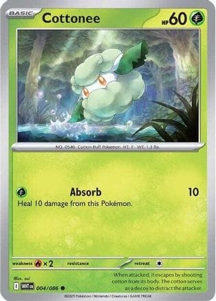 'Pokemon - 'Cottonee 004/086  - Reverse Holofoil SV White Flare - Common