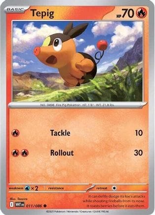'Pokemon - 'Tepig 011/086  - Holofoil SV White Flare - Common
