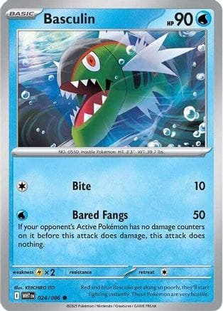 'Pokemon - 'Basculin 024/086  - Reverse Holofoil SV White Flare - Common