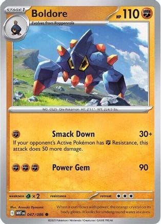 'Pokemon - 'Boldore 047/086  - Reverse Holofoil SV White Flare - Common