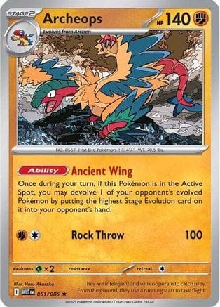 'Pokemon - 'Archeops 051/086  - Holofoil SV White Flare - Rare