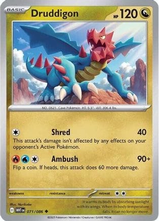 'Pokemon - 'Druddigon 071/086  - Reverse Holofoil SV White Flare - Uncommon