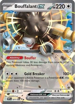 'Pokemon - 'Bouffalant ex 077/086  - Holofoil SV White Flare - Double Rare