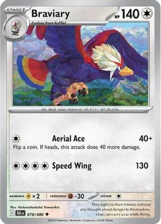 'Pokemon - 'Braviary 078/086  - Reverse Holofoil SV Black Bolt - Uncommon