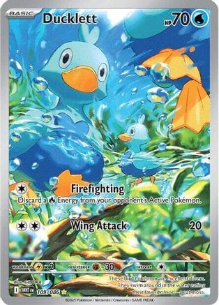 'Pokemon - 'Ducklett 109/086  - Holofoil SV White Flare - Illustration Rare