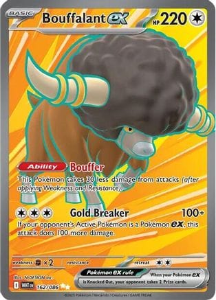 'Pokemon - 'Bouffalant ex 162/086  - Holofoil SV White Flare - Ultra Rare