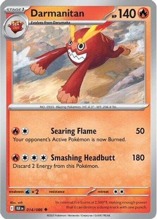 'Pokemon - 'Darmanitan 014/086  - Reverse Holofoil SV Black Bolt - Uncommon