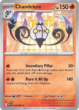 'Pokemon - 'Chandelure 018/086  - Reverse Holofoil SV White Flare - Rare
