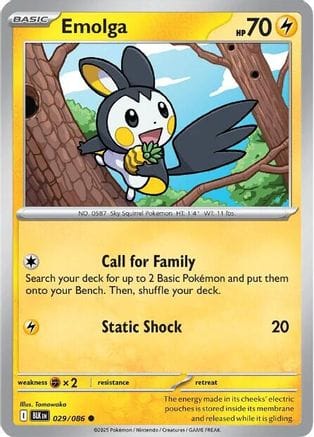 'Pokemon - 'Emolga 029/086  SV Black Bolt - Common