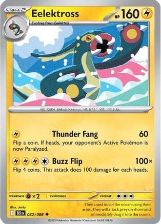 'Pokemon - 'Eelektross 032/086  - Reverse Holofoil SV Black Bolt - Uncommon
