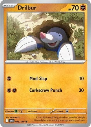 'Pokemon - 'Drilbur 045/086  SV Black Bolt - Common