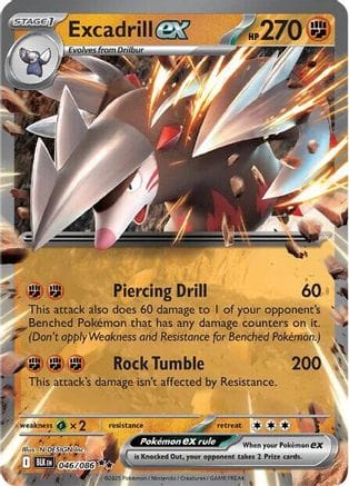 'Pokemon - 'Excadrill ex 046/086  - Holofoil SV Black Bolt - Double Rare
