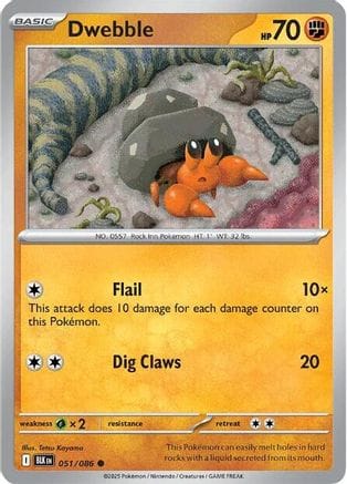 'Pokemon - 'Dwebble 051/086  - Reverse Holofoil SV Black Bolt - Common