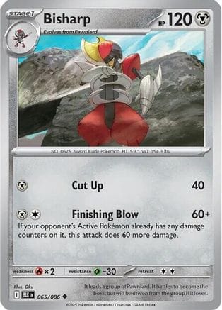 'Pokemon - 'Bisharp 065/086  - Holofoil SV Black Bolt - Uncommon