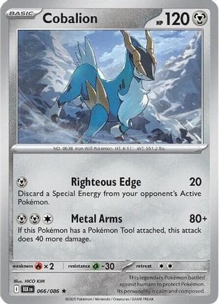 'Pokemon - 'Cobalion 066/086  - Reverse Holofoil SV Black Bolt - Rare