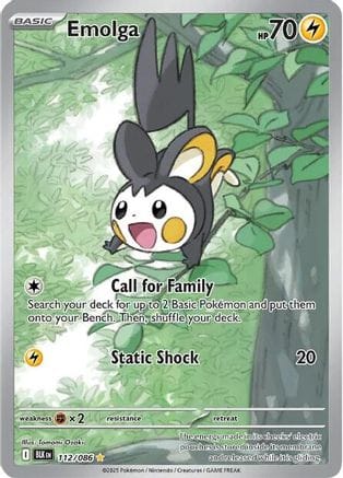 'Pokemon - 'Emolga 112/086  - Holofoil SV Black Bolt - Illustration Rare