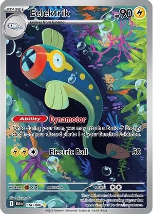 'Pokemon - 'Eelektrik 114/086  - Holofoil SV Black Bolt - Illustration Rare
