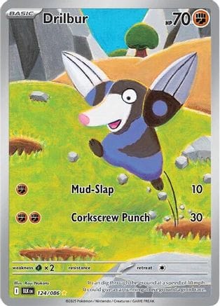 'Pokemon - 'Drilbur 124/086  - Holofoil SV Black Bolt - Illustration Rare